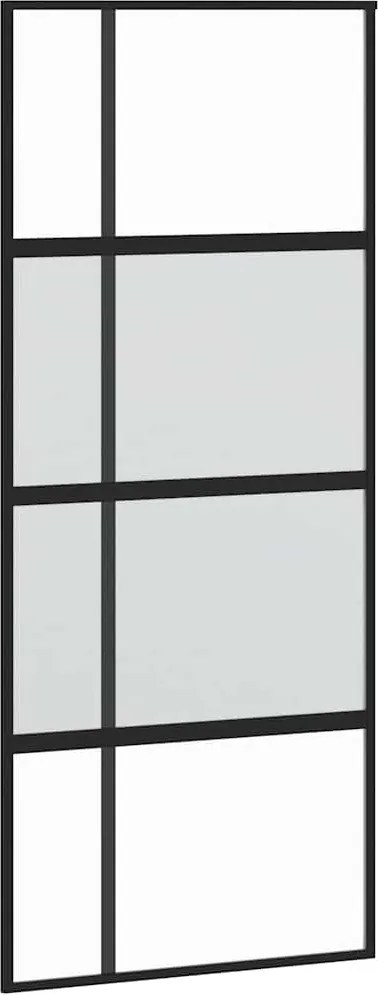 vidaXL fekete edzett üveg és alumínium tolóajtó 90 x 205 cm