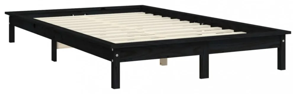 Super King Size fekete tömör fenyőfa ágykeret 180 x 200 cm