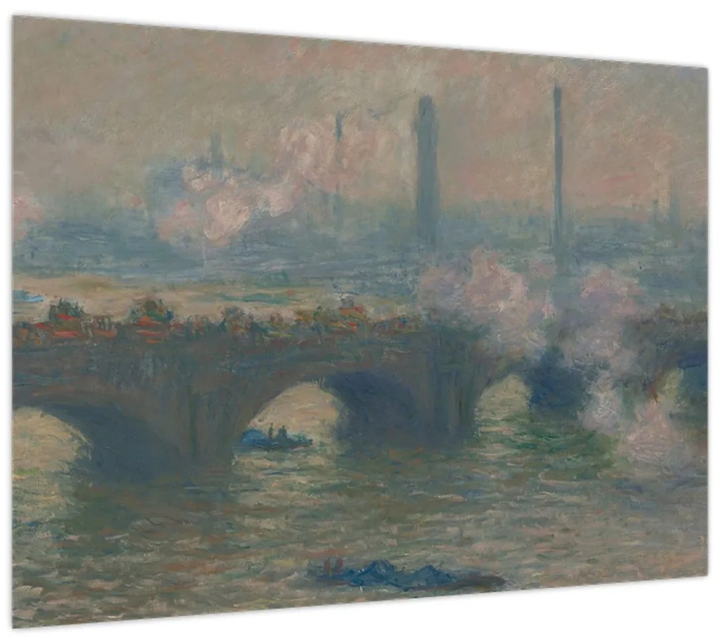 Üveg kép - Claude Monet, Waterloo Bridge, Gray Day, reprodukciók (70x50 cm)