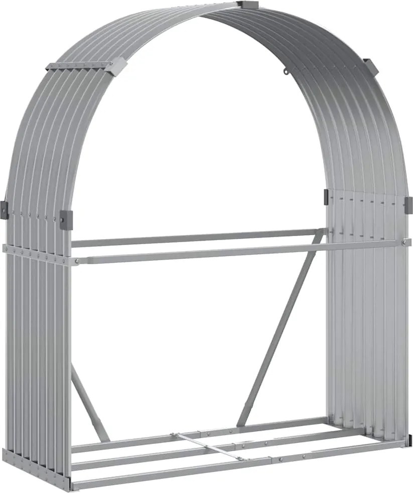 vidaXL világosszürke horganyzott acél rönktartó 120 x 45 x 140 cm