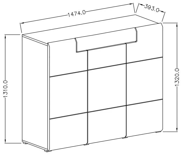 Komód Tamie Typ 76 (sötétszürke + tölgy). 1030170