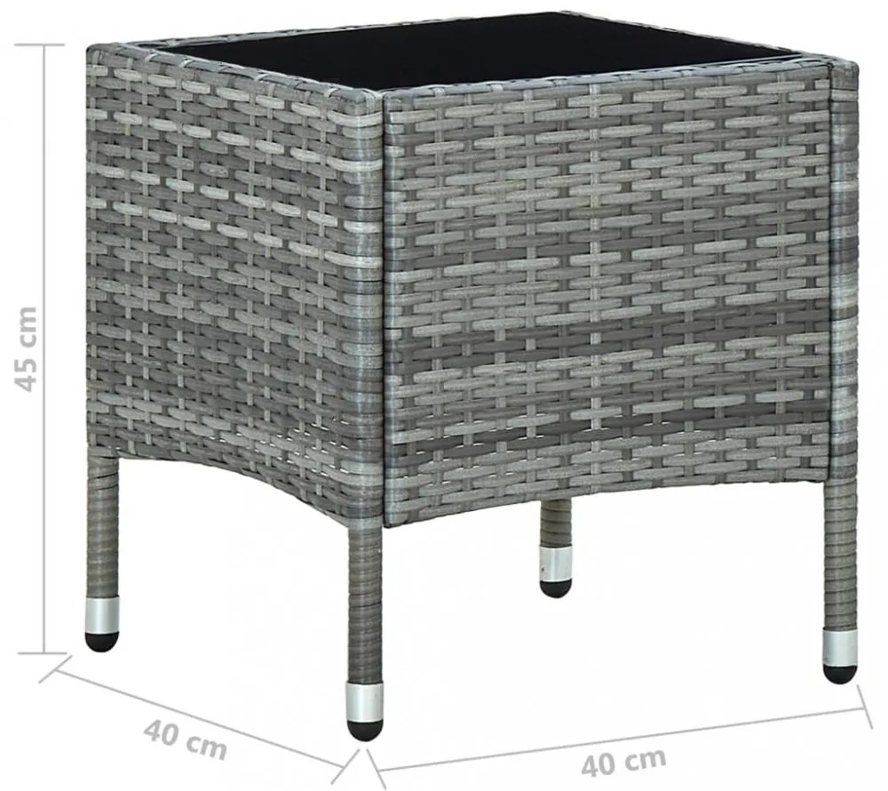 szürke polyrattan kerti asztal 40 x 40 x 45 cm