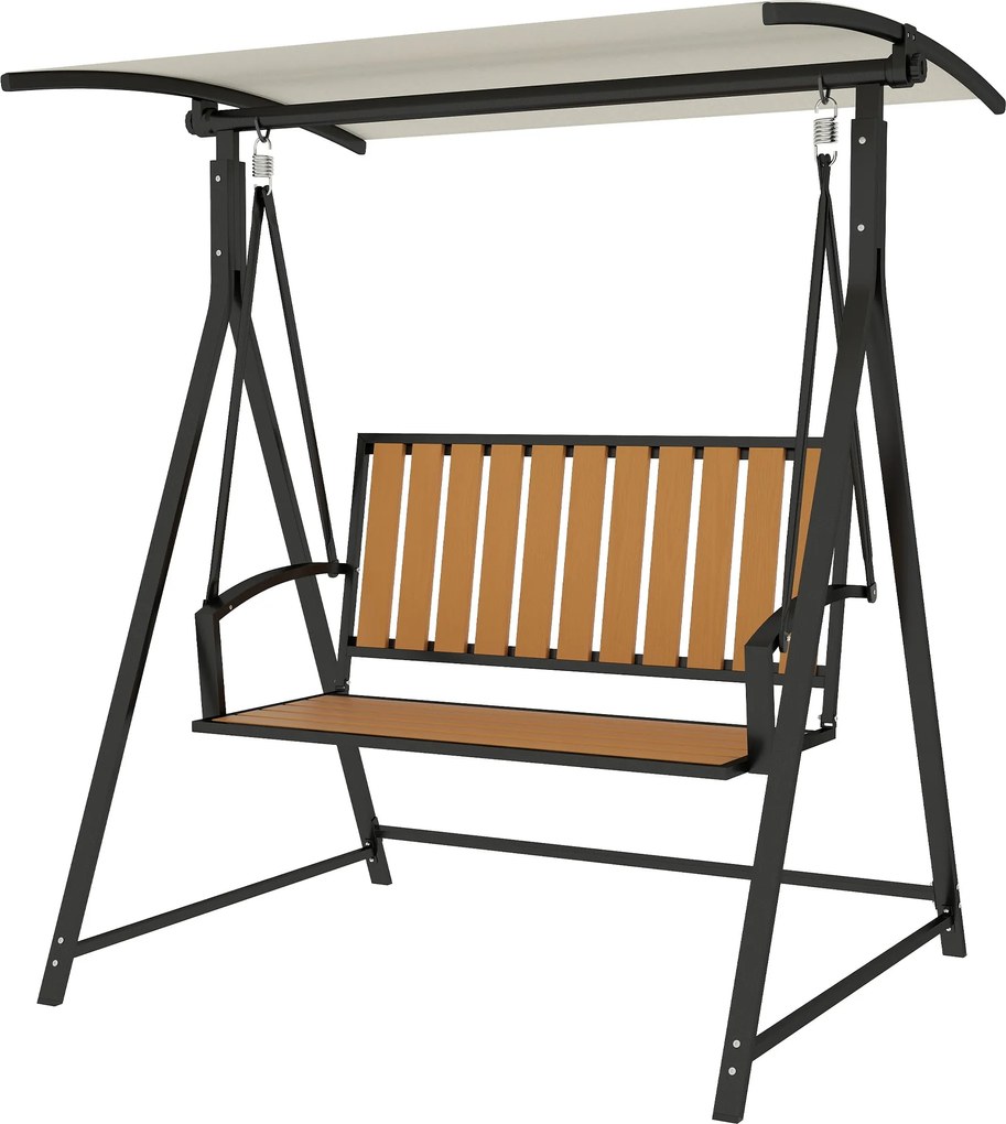 Outsunny Hollywood Swing Állítható Napernyővel, 2 Személyes Kerti Hinta, Időjárásálló Hinta Pad 240 kg-ig, Kerti Fekvőfotel Kerthez és Teraszhoz, 142
