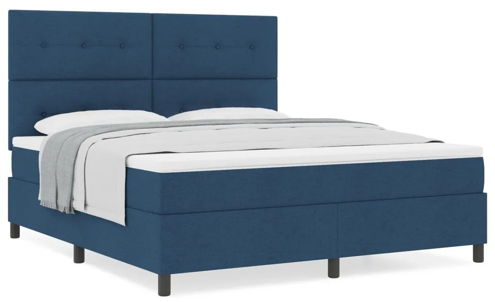 Boxspring Ágy Matraccal Kék Szuper King Szövet