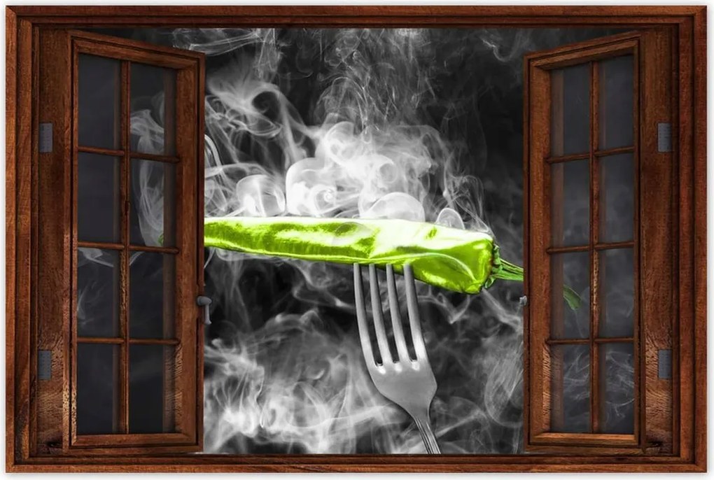 Poszterek 60x40 Zöld paprika a füstben