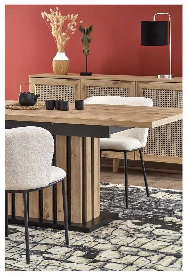 Lamello étkezőasztal 160 cm, artisan tölgy / fekete