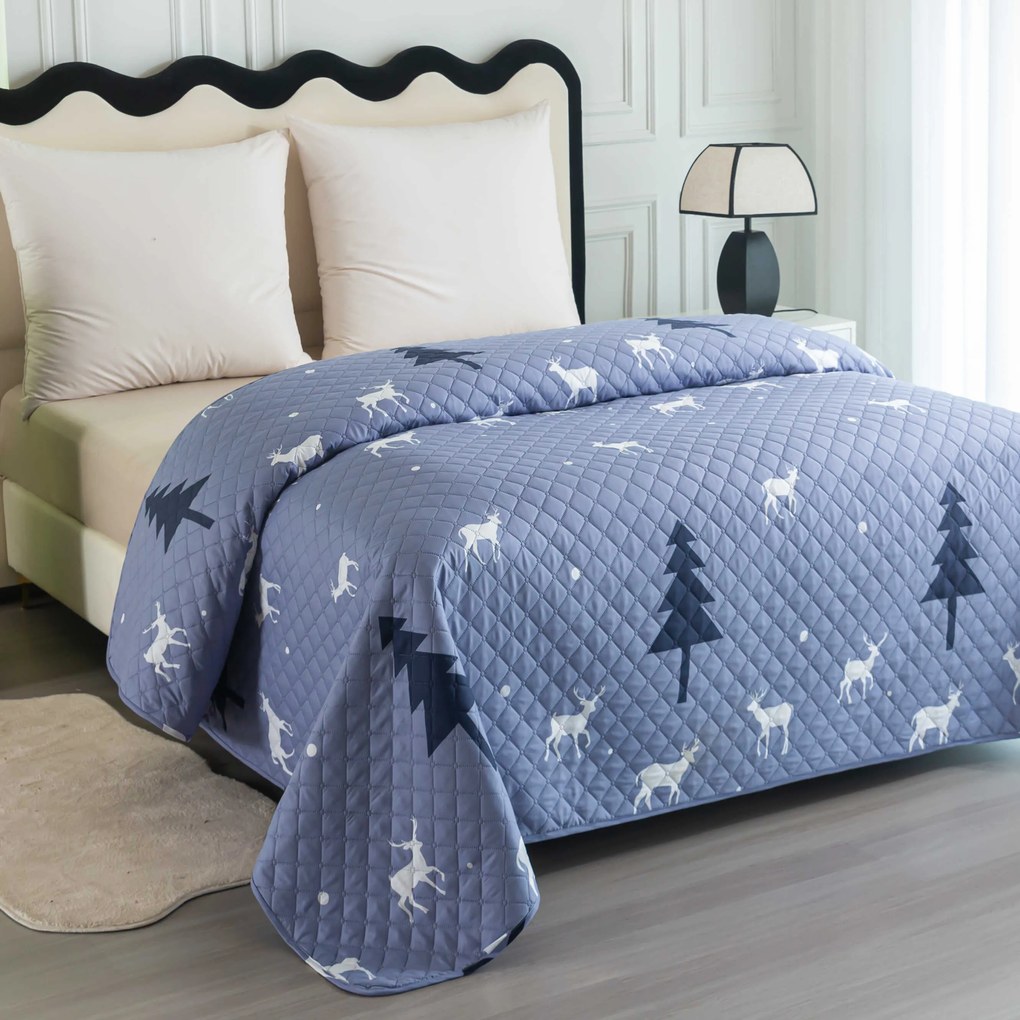 DEER AND TREE szürkéskék ágytakaró Méret: 220 x 240 cm