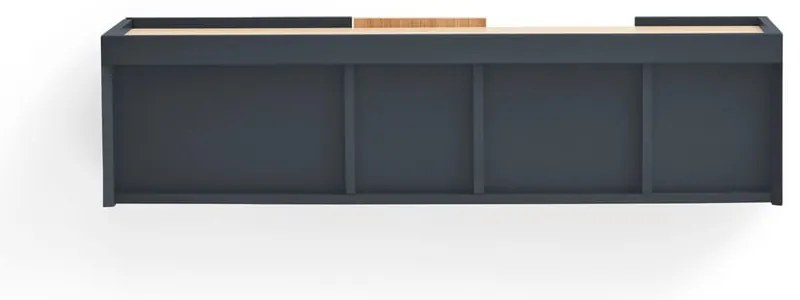 Antracitszürke-natúr színű alacsony komód tölgyfa dekorral 110x23 cm Otto – Teulat