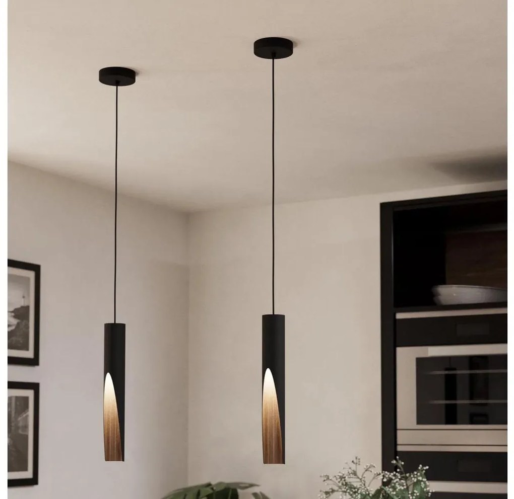 Eglo 900874 - LED függeszték kábellel BARBOTTO 1xGU10/4,5W/230V fekete/barna