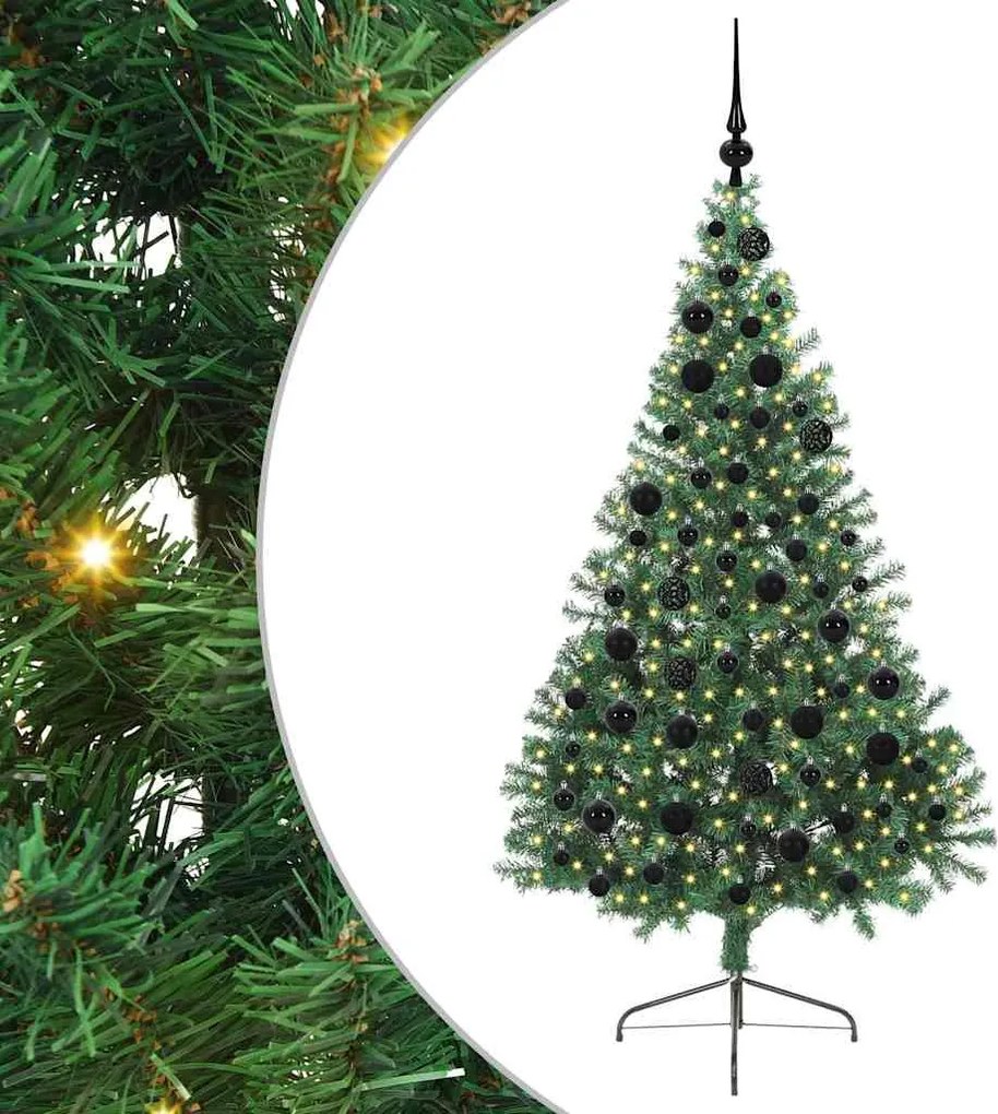 vidaXL Mesterséges, előre világított karácsonyi fa Zöld 180 cm PVC