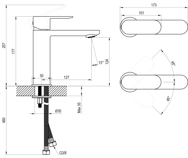 Ravak X070446 - CHROME mosdócsaptelep 17,7 cm fényes króm