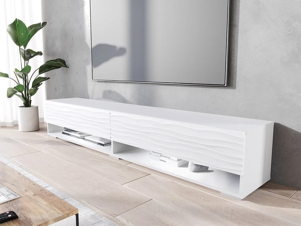 Függesztett TV szekrény Adenuk 140 MDF (fehér + fehér gyapjú) (LED RGB világítással). 1106327