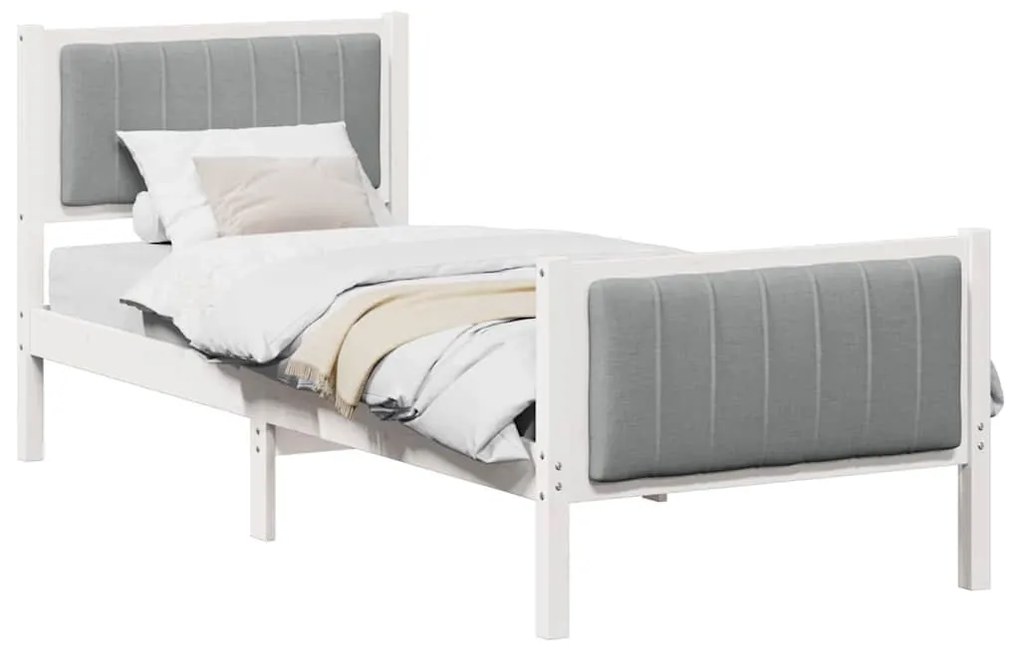 Ágykeret Fehér és világosszürke 75 x 190 cm Tömör fenyőfa