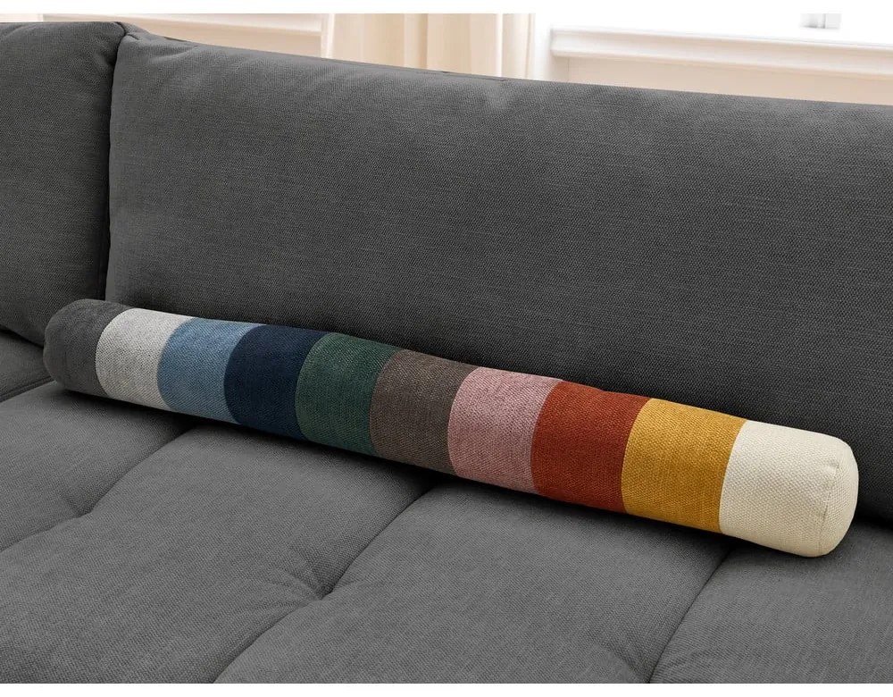 Sötétszürke kinyitható-tárolóhelyes sarokkanapé (bal oldali-L alakú) Fuji – Bobochic Paris