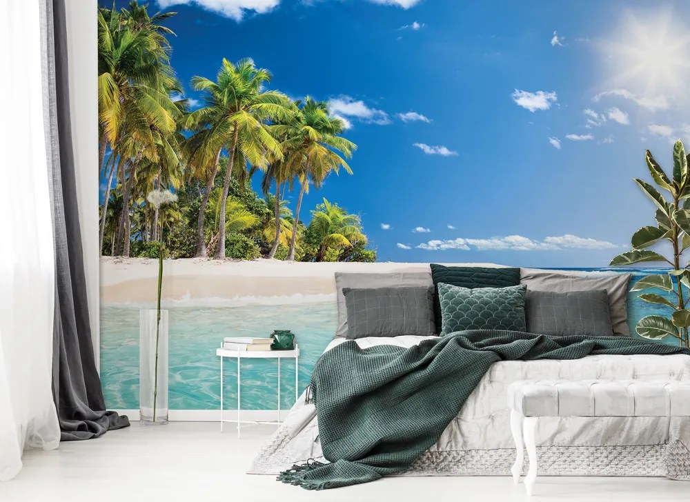 Pálmafás tengerpart poszter, fotótapéta, Vlies (368 x 254 cm)