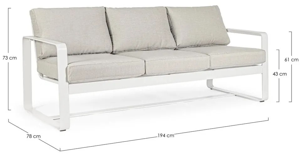 Fehér alumínium kerti kanapé Merrigan – Bizzotto