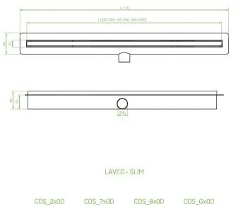 Laveo Slim, lineáris lefolyó ráccsal 100 cm, rózsaszín arany, LAV-COS_810D