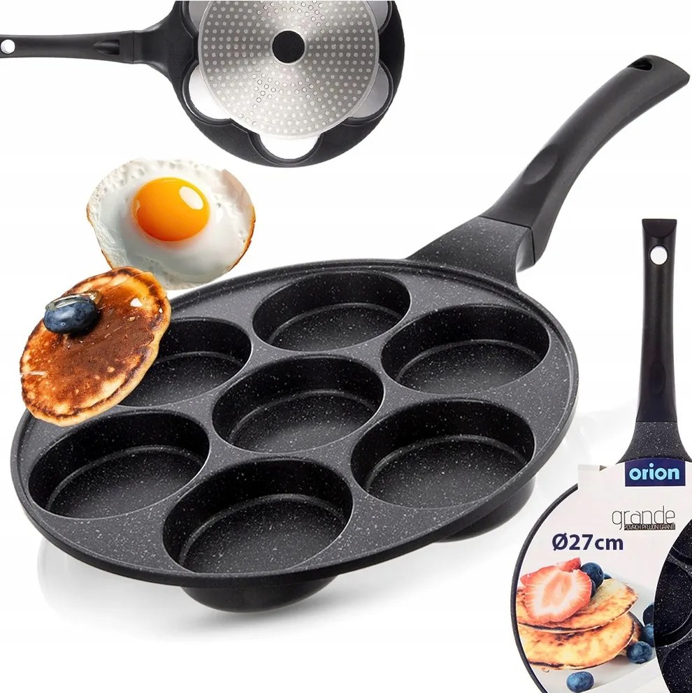 Gránit serpenyő tojásra ültetett palacsinta mély