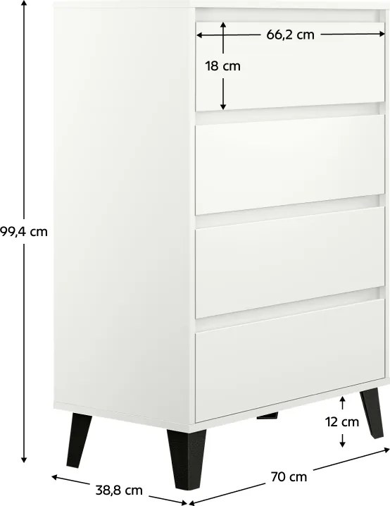 Komód, fehér, BOGAN NEW 4S70