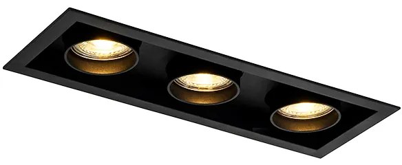Modern beépíthető spotlámpa fekete állítható 3-lámpás - Roof