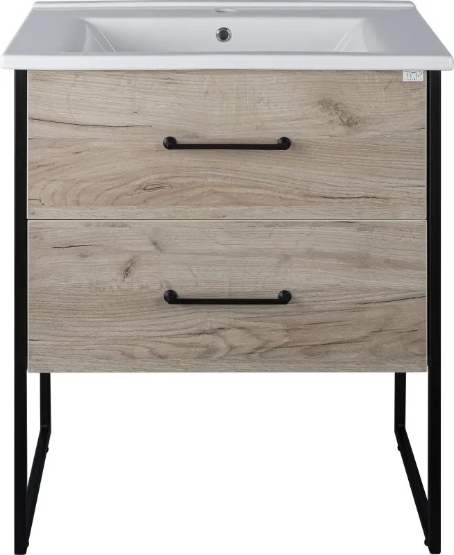 TMP IRON 75 álló fürdőszobabútor - Lava porcelán mosdóval - 76 x 46 cm