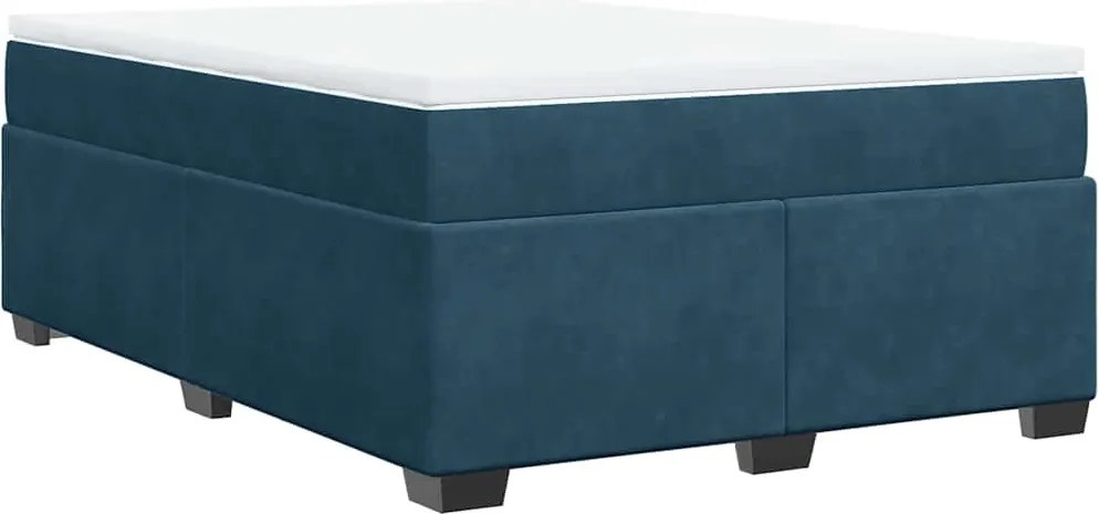 vidaXL sötétkék bársony rugós ágy matraccal 160x200 cm