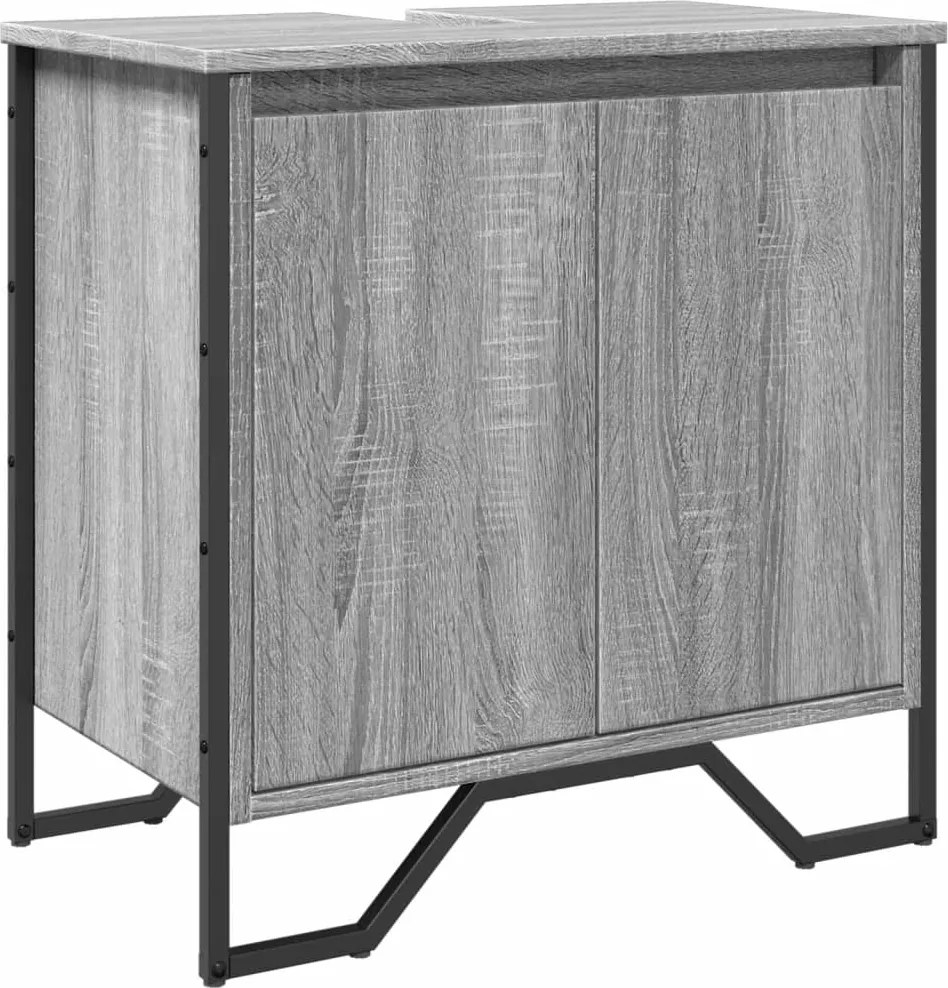 vidaXL szürke sonoma szerelt fa fürdőszobai mosdószekrény 60x35x60 cm