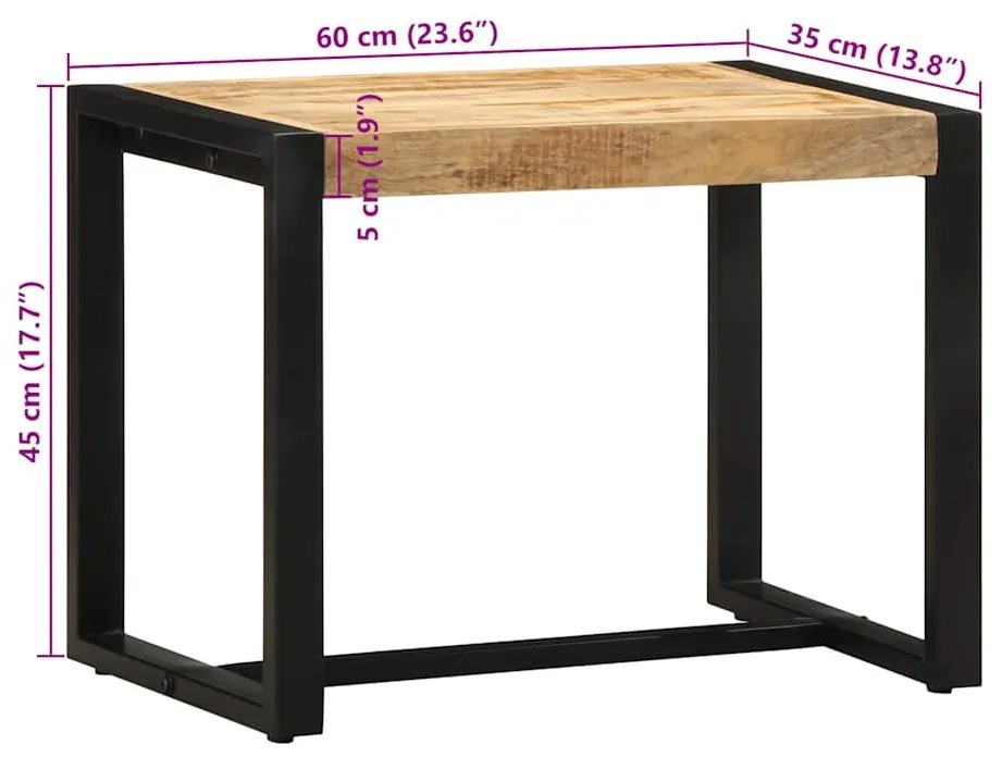 tömör nyers mangófa pad 110 x 35 x 51 cm