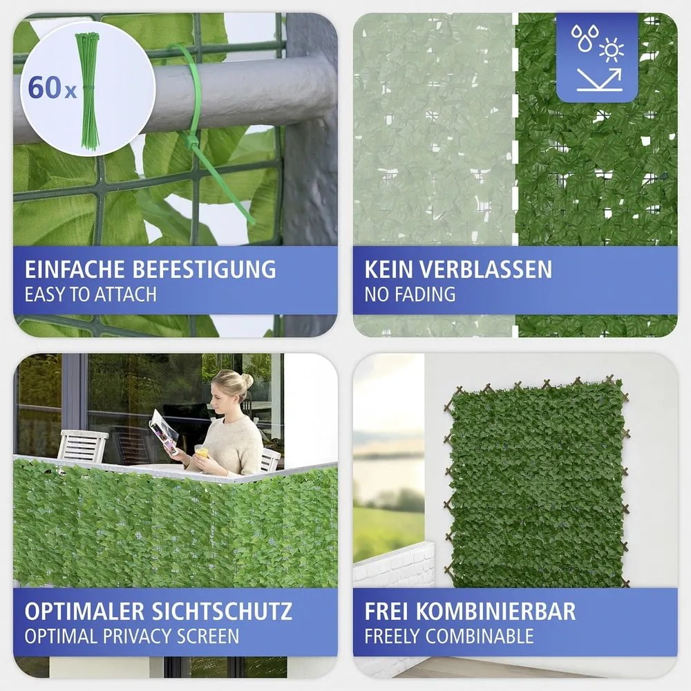 Zöld műanyag belátásgátló erkélyre 300x100 cm Ivy – Maximex