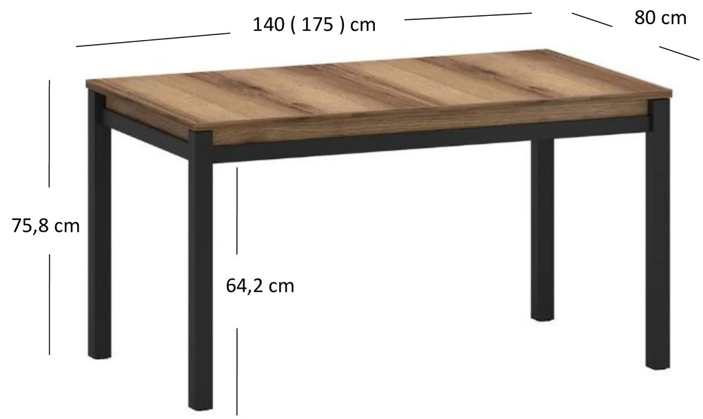 Széthúzható étkezőasztal 140-175 cm Marni (sötét delano tölgy). 1053039