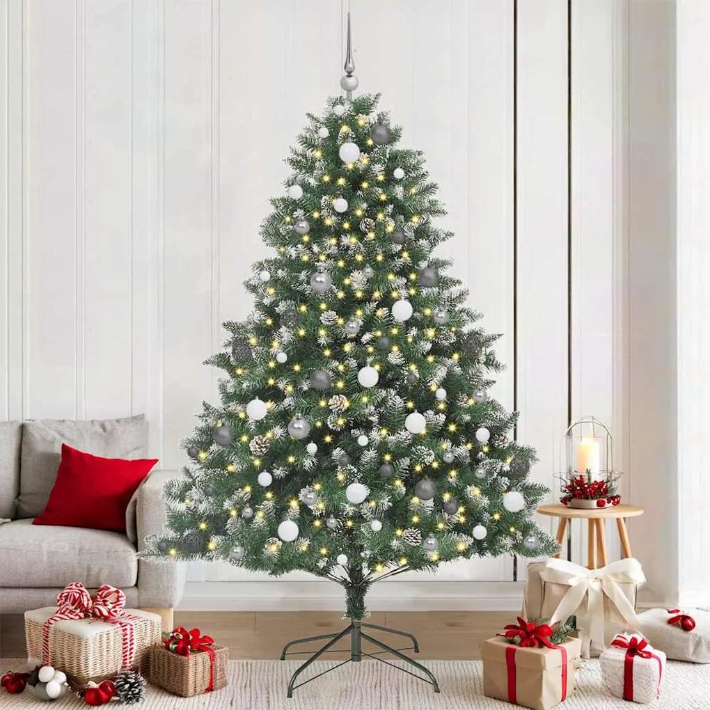 Műkarácsonyfa LED -es lámpákkal Zöld 210cm PVC