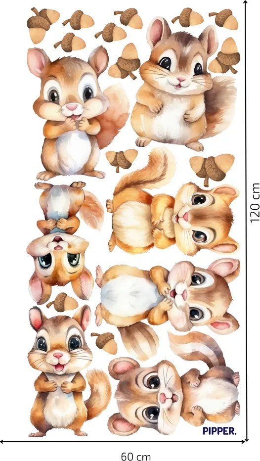 PIPPER. Textil falmatrica "Mókusok"