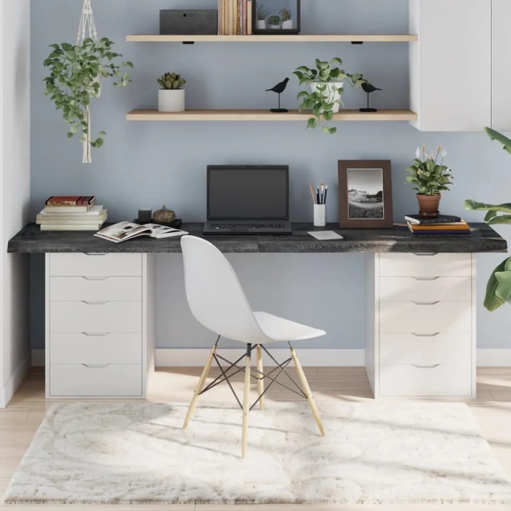 sötétbarna kezelt tömör tölgyfa asztallap 220x50x(2-6) cm