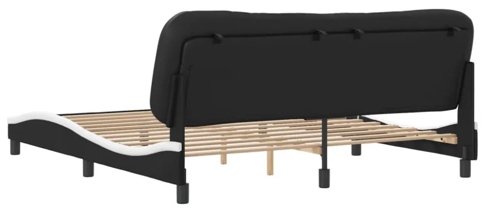 fekete és fehér műbőr ágykeret matrac nélkül Hvar 180x200 cm