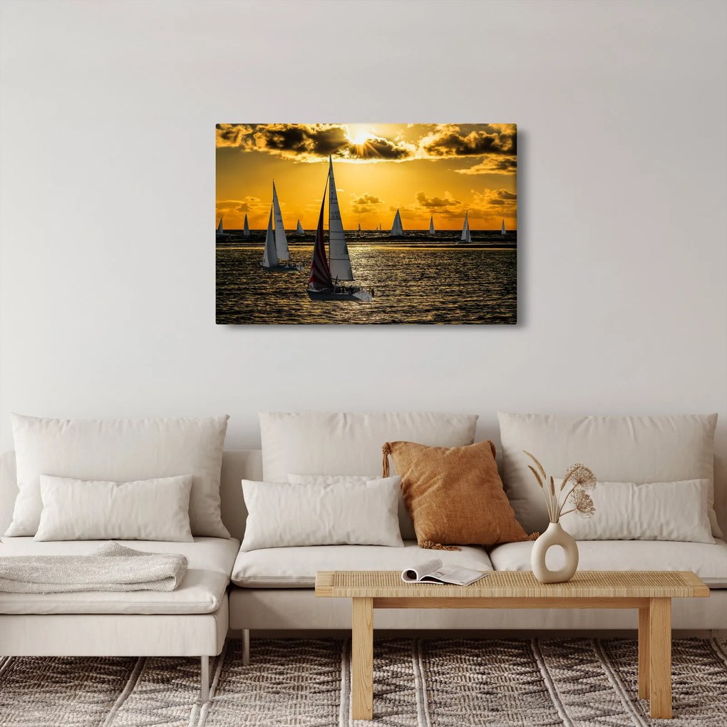 Jacht a naplementében képe (90x60 cm)