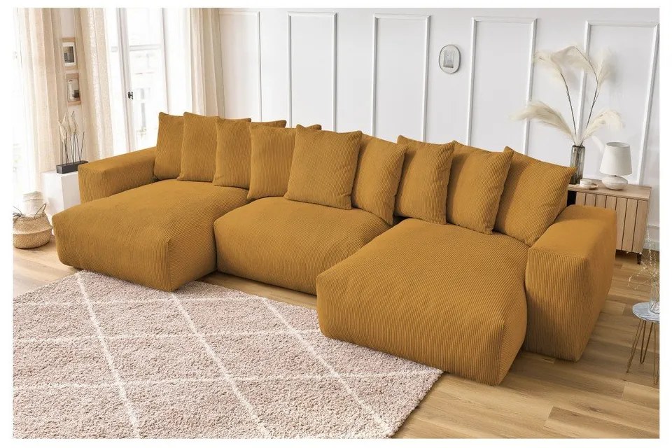 Mustársárga kordbársony sarokkanapé Voltaire – Bobochic Paris