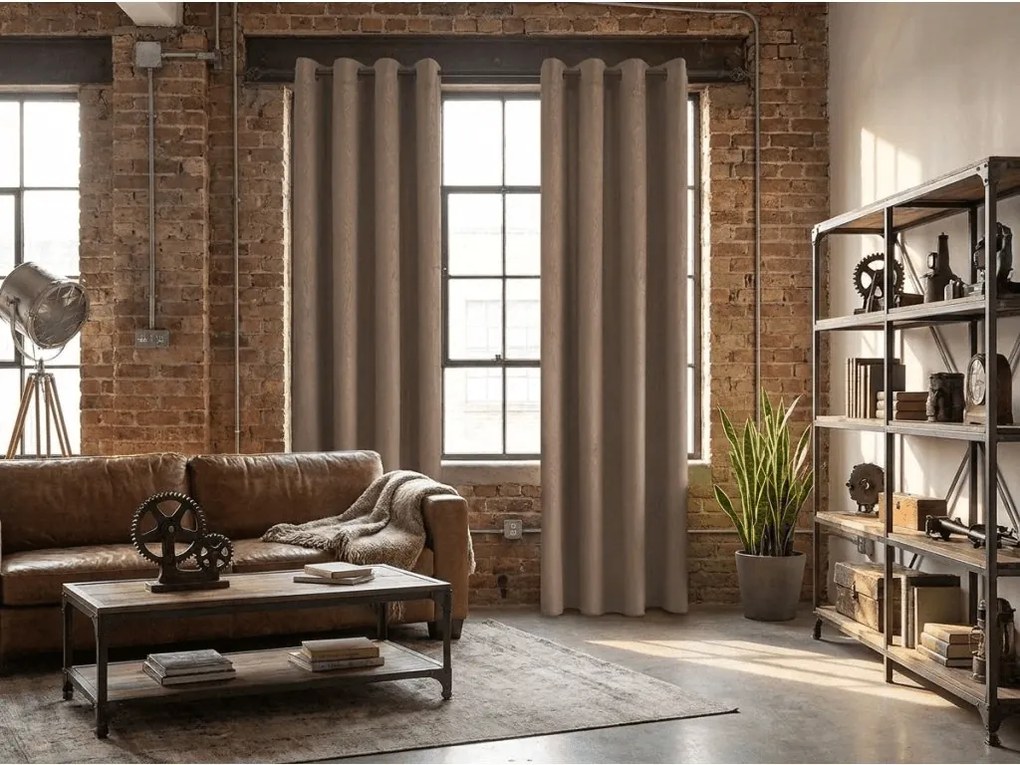 Sötétítő függöny DUNES VELVET 140x250 cm, bézs-barna Felfüggesztés: Fém gyűrűk