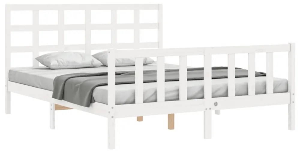 fehér tömör fa ágykeret fejtámlával King Size