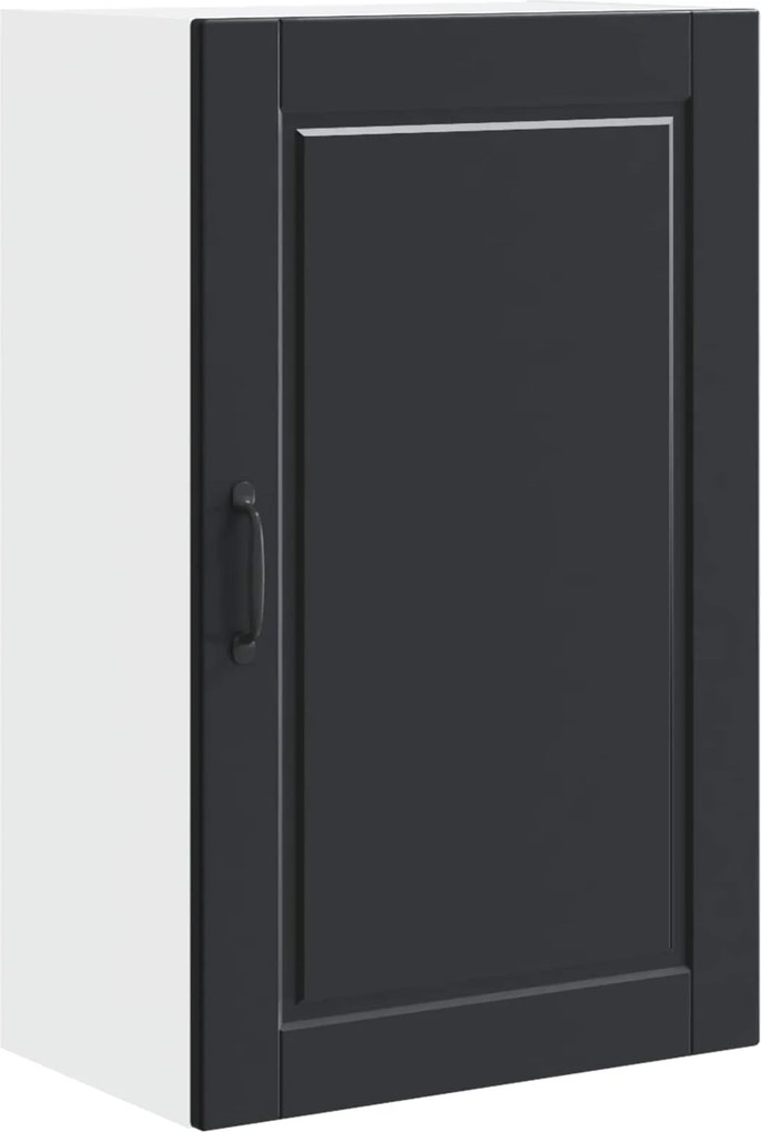 vidaXL Konyhaszekrény polcokkal ajtóval Fekete 50 x 31 x 80 cm Faanyag
