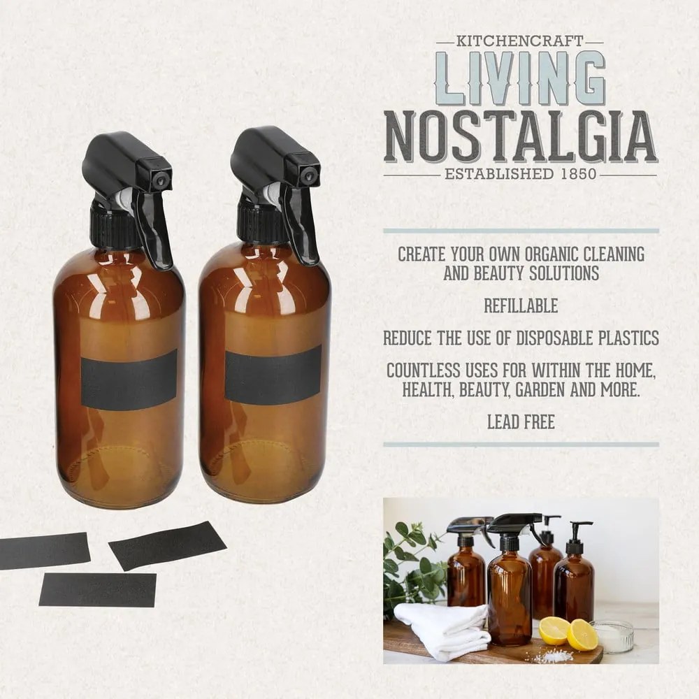 Living Nostalgia 2 db-os permetező palack készlet tisztítószerekhez - Kitchen Craft