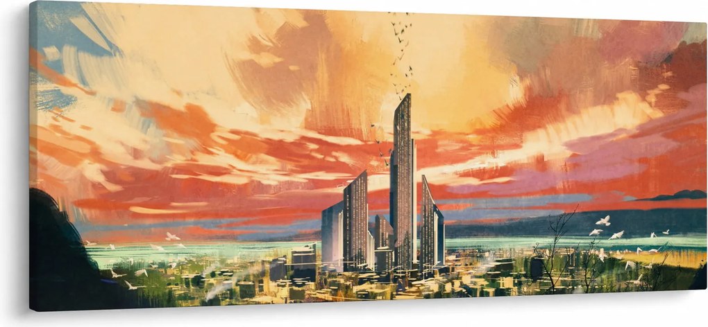 Kép - Festett város (120x50 cm)
