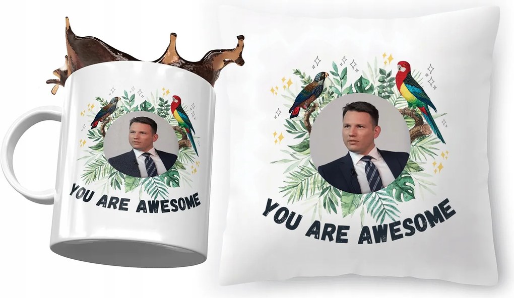 Sławomir Mentzen párna bögre szett Ajándék fényképes nyomtatással