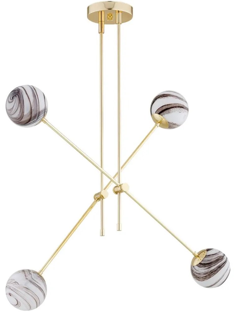 Argon 1840 - Csillár rúdon ABSOS 4xE14/7W/230V alabástrom arany