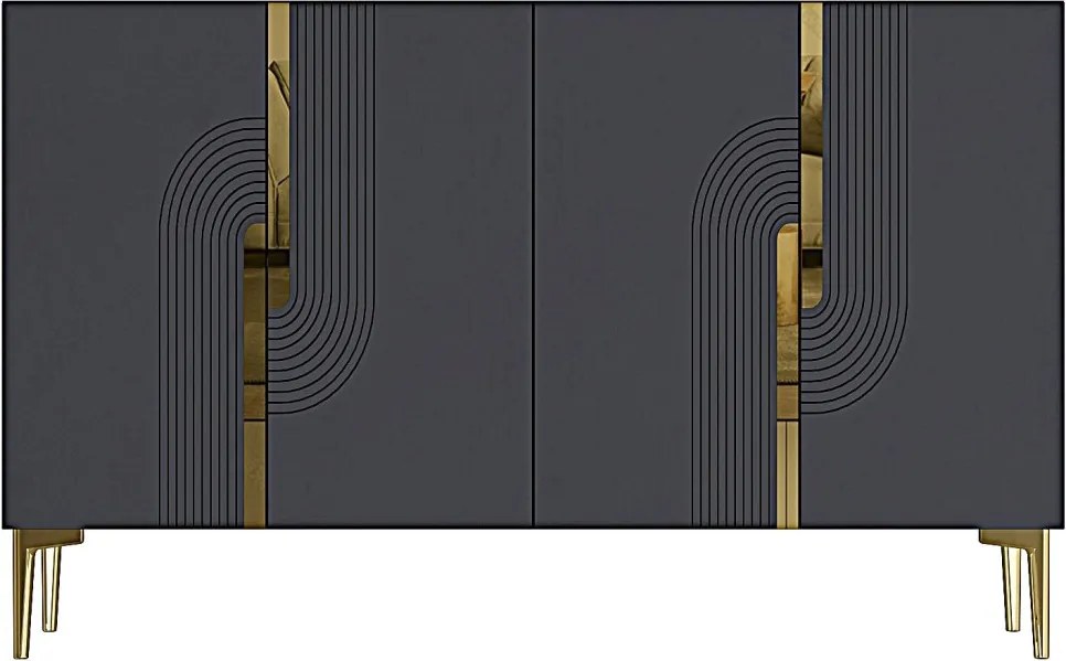 Meyra komód, antracit-arany, 120 cm – TR555CHM1351