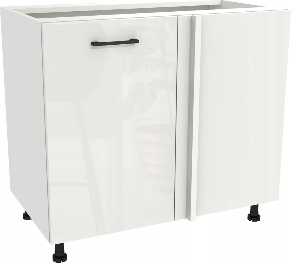 Konyhaszekrény alsó sarok 105 Capri Fehér front Fehér Akril Fényes