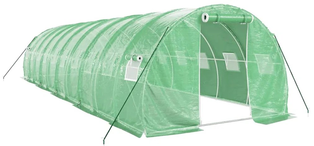 zöld acélvázas melegház 30 m² 10 x 3 x 2 m