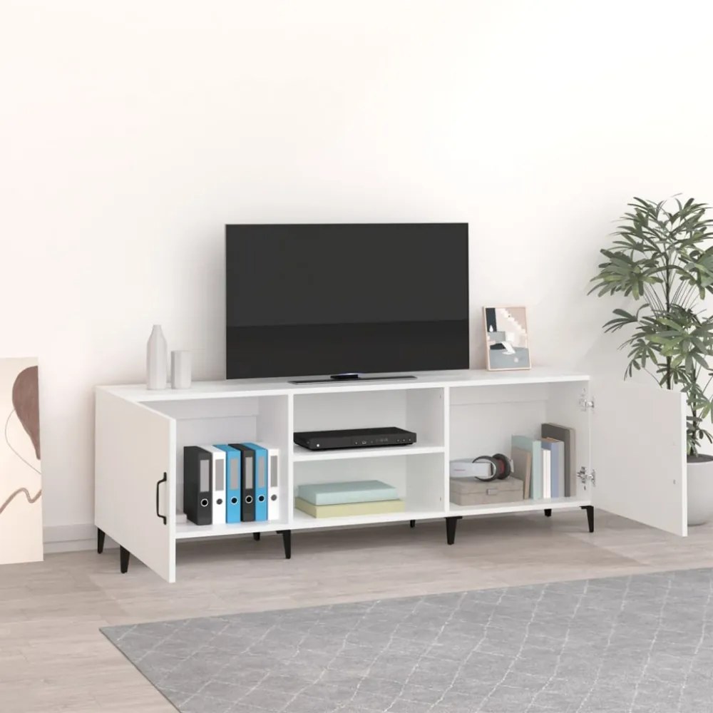 fehér szerelt fa TV-szekrény 150 x 30 x 50 cm
