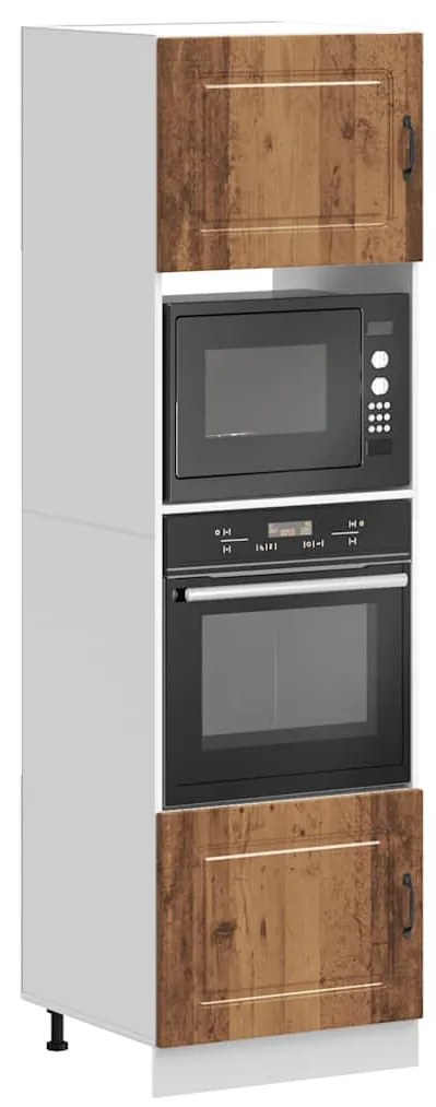 Kalmar 2 db antik fa színű szerelt fa sütőszekrények