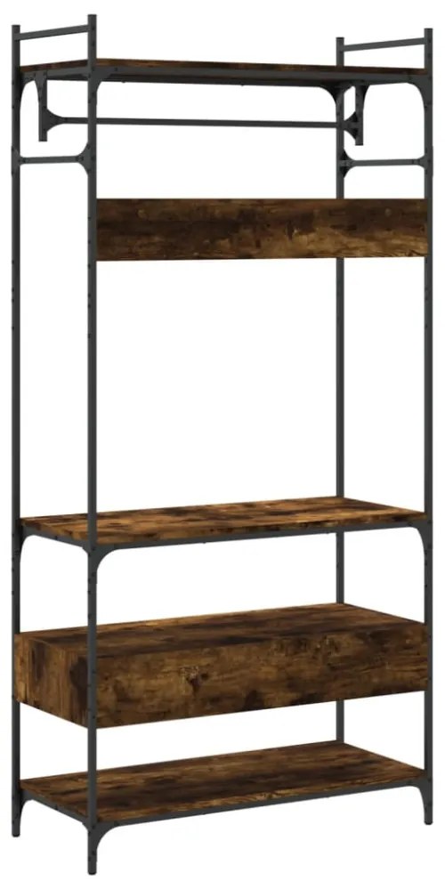 füstös tölgy szerelt fa ruhásszekrény fiókokkal 89x39x184,5 cm