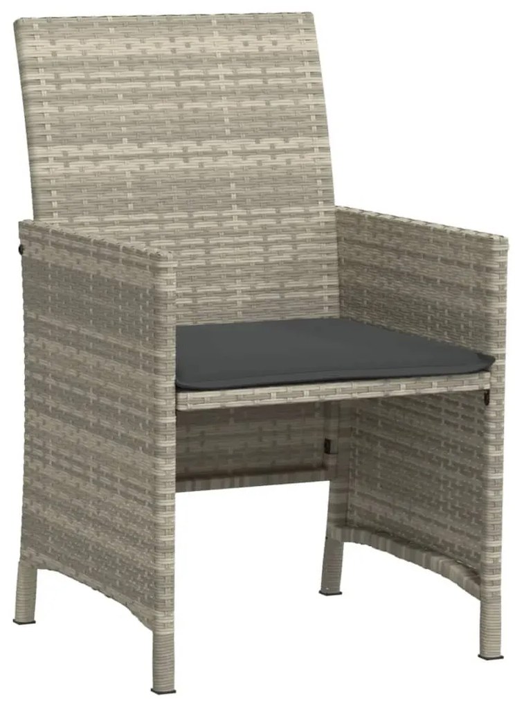 vidaXL 3 részes világosszürke polyrattan bisztrógarnitúra párnákkal
